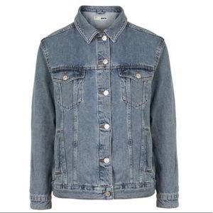 TOPSHOP oversized Moto denim jacket US 4 GUC